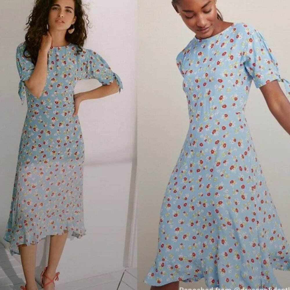 Anthropologie Faithful Blue Floral Dress